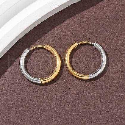 304 Stainless Steel Two Tone Hoop Earrings EJEW-P313-02C-G-1
