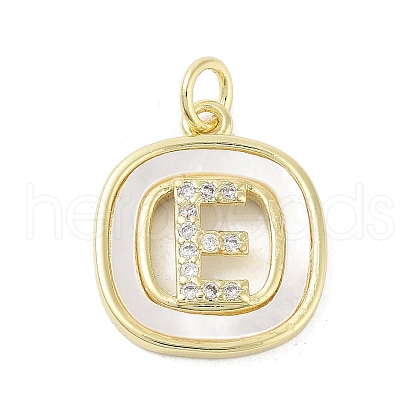 Rack Plating Brass Micro Pave Clear Cubic Zirconia Pendants KK-E102-33G-E-1