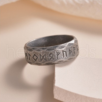 Viking Rune Stainless Steel Finger Rings for Men WGDF4AB-56-1