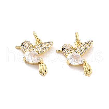Rack Plating Brass Micro Pave Clear Cubic Zirconia Pendants KK-C063-12G-1