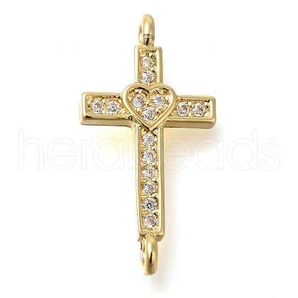 Brass Pave Clear Cubic Zirconia Connector Charms KK-M101-02F-G02-1