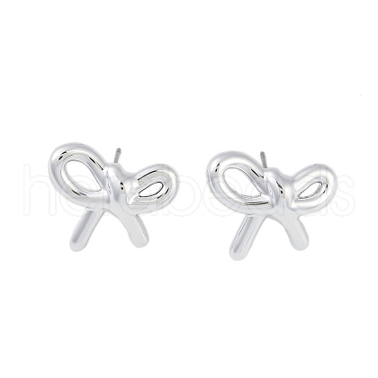 Bowknot CCB Plastic Stud Earrings for Women EJEW-Q382-07P-1