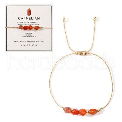 Bohemian Style Copper Citrine Bead Bracelet with Card IX7859-5-1
