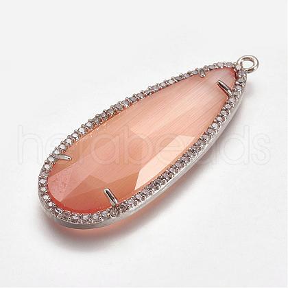 Brass Micro Pave Cubic Zirconia Pendants GLAA-G029-C01-1