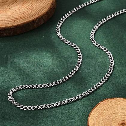 Non-Tarnish 304 Stainless Steel Curb Chain Necklaces X-NJEW-H492-01P-1