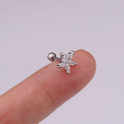 Brass Micro Pave Clear Cubic Zirconia Cartilage Earring WG49FB9-07-1