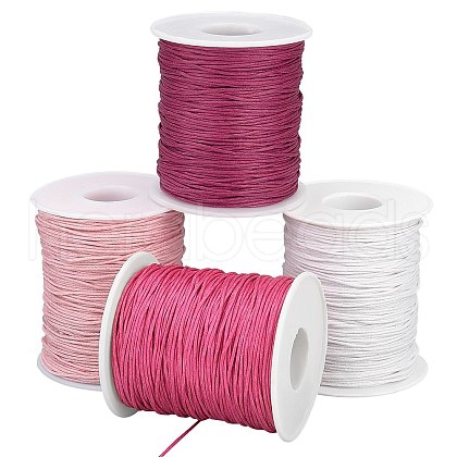   4 Rolls 4 Colors Waxed Cotton Thread Cords YC-PH0002-35B-1