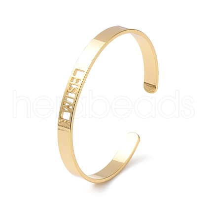 Rack Plating Brass Open Cuff Bangles for Women BJEW-M303-02C-G-1