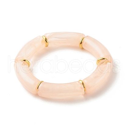 Acrylic Tube Beaded Stretch Bracelets X-BJEW-JB07774-05-1