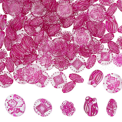 ARRICRAFT Fuchsia Transparent Acrylic Beads TACR-AR0001-28-1