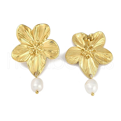Mother's Day Jewellery PVD Vacuum Plating 304 Stainless Steel Flower Stud Earrings EJEW-Z075-06G-1