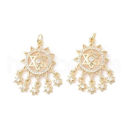 Rack Plating Brass Micro Pave Clear Cubic Zirconia Pendants ZIRC-I057-11G-1