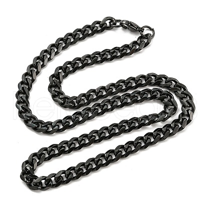 201 Stainless Steel Curb Chain Necklaces NJEW-Q336-11A-EB-1