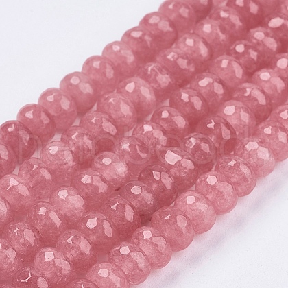 Natural White Jade Bead Strands X-G-R171-6x8mm-06-1