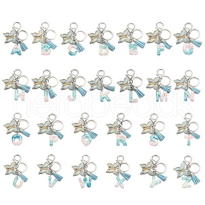 26Pcs Transparent Epoxy Resin & Transparent Acrylic & Faux Suede Tassel Keychain KEYC-JKC01202-1