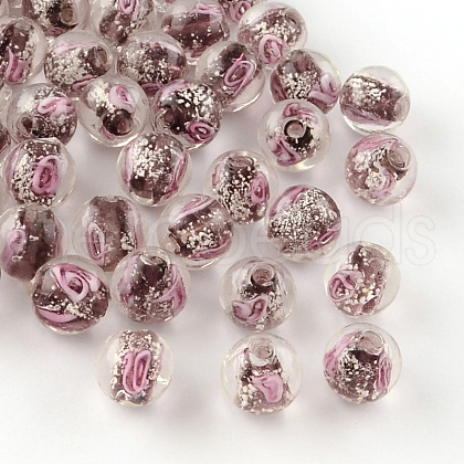 Handmade Luminous Inner Flower Lampwork Beads X-LAMP-R129-8mm-09-1