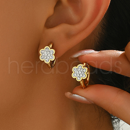 Stainless Steel Rhinestone Hoop Earrings DO2169-2-1