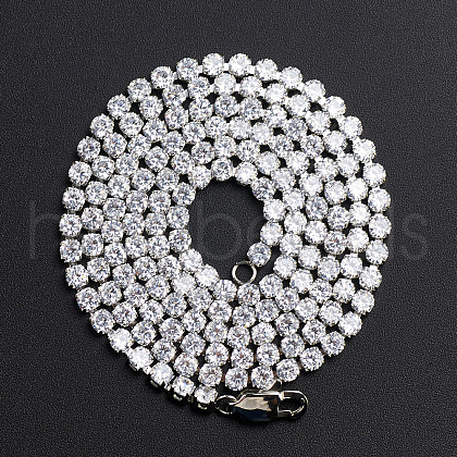 Hip-hop Street Style Stainless Steel Rhinestone Cup Chains Necklace for Men and Women FN4235-7-1