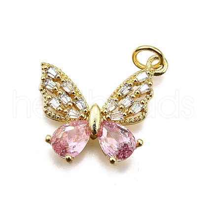 Rack Plating Brass Micro Pave Cubic Zirconia Pendants KK-D343-05G-1