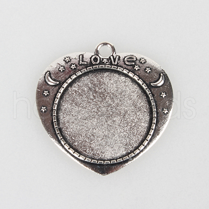 Tibetan Style Alloy Pendant Cabochon Settings X-TIBEP-N003-60AS-1