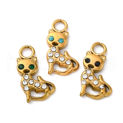 304 Stainless Steel Rhinestone Pendants STAS-I331-09G-1
