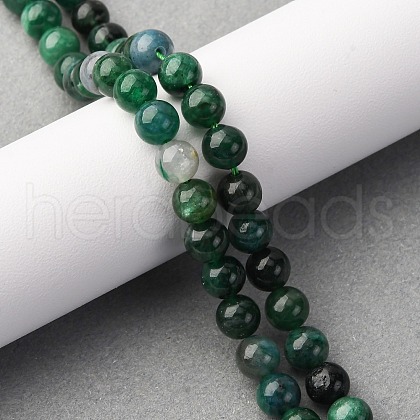 Natural Fuchsite Beads Strands G-K393-A02-6mm-1