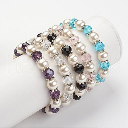 Glass Pearl Stretch Bracelets BJEW-JB02824-1