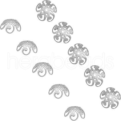 Unicraftale 5-Petal 304 Stainless Steel Bead Caps STAS-UN0016-10P-1