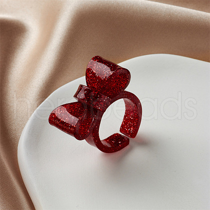 Bowknot Resin Cuff Rings for Women FS-WG62775-11-1
