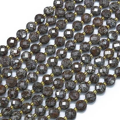 Natural Red Snowflake Obsidian Beads Strands G-K389-B37-01-1