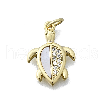 Brass Micro Pave Clear Cubic Zirconia Pendants KK-V010-07G-01-1