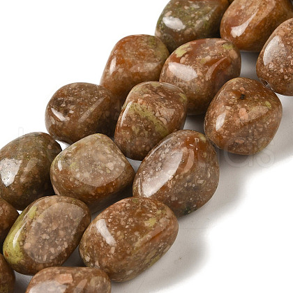 Natural Unakite Beads Strands G-B078-D25-04-1