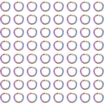 Unicraftale 100Pcs Ion Plating(IP) Rainbow Color 304 Stainless Steel Open Jump Rings STAS-UN0039-09-1