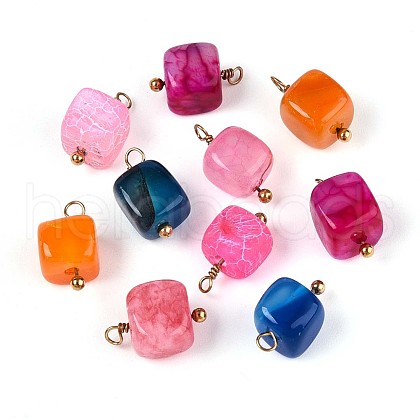 Natural Dyed Agate Cube Charms STAS-N110-19G-1