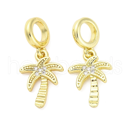 Brass Micro Pave Cubic Zirconia European Dangle Charms KK-D325-18G-1