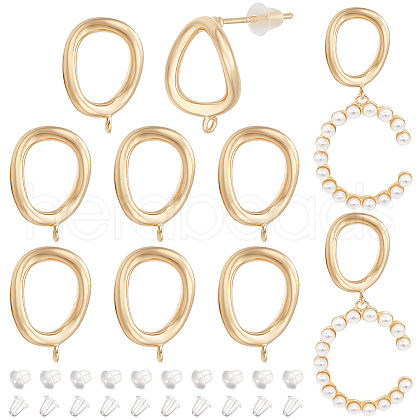 BENECREAT 5 Pairs Brass Stud Earring Findings KK-BC0011-59-1