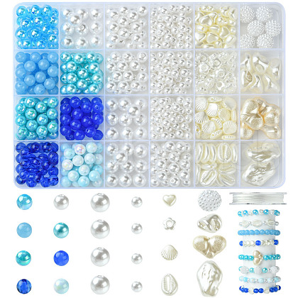 DIY Round Acrylic & ABS Plastic Imitation Pearl Beads Bracelets Jewelry Making Kits DIY-FS0007-41-1