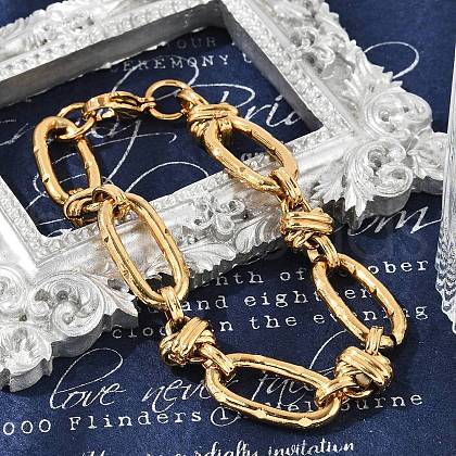 304 Stainless Steel Rolo Link Chain Bracelets for Women BJEW-F488-41G-1
