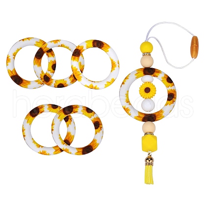 5Pcs Ring Food Grade Eco-Friendly Silicone Focal Beads JX894G-1