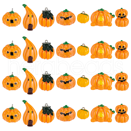 AHADERMAKER 28Pcs 7 Styles Autumn Opaque Resin Pendants RESI-GA0001-25-1