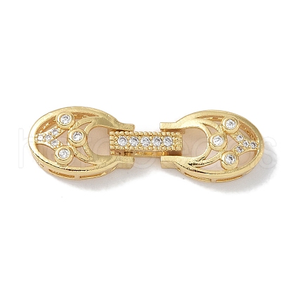 Rack Plating Brass Micro Pave Clear Cubic Zirconia Fold Over Clasps KK-NH0002-03G-G-1