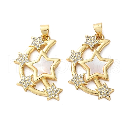 Brass Micro Pave Cubic Zirconia Pendants KK-U070-20G-1