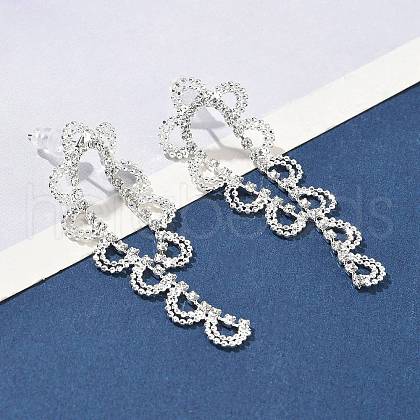 Brass Rhinestones Stud Earrings AJEW-D307-01P-1