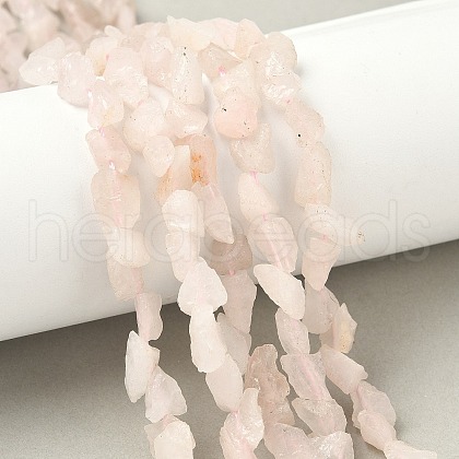 Raw Rough Natural Rose Quartz Beads Strands G-M453-C03-1