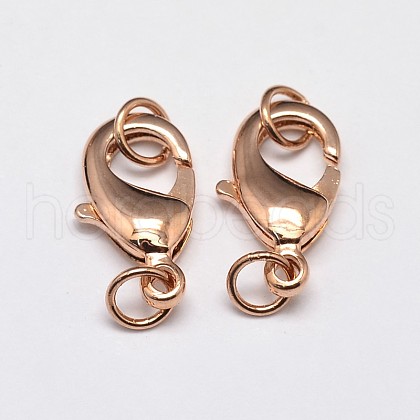 Rack Plating and PVD Vacuum Plating Brass Lobster Claw Clasps for Jewelry Necklace Bracelet Making KK-I599-12mm-RG-RS-1