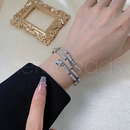 304 Stainless Steel Rhinestone Hinged Bangles for Women BJEW-U029-01G-1