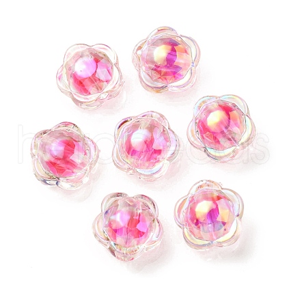 UV Plating Rainbow Iridescent Acrylic Beads OACR-A014-03C-1