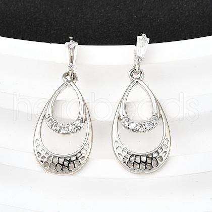 Brass Micro Pave Clear Cubic Zirconia Dangle Stud Earrings EJEW-M103-10P-1