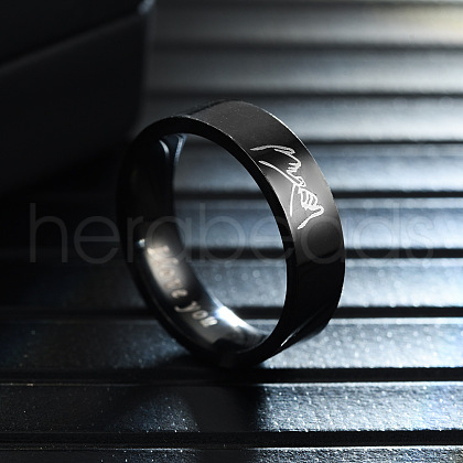 Hand in Hand Pattern 201 Stainless Steel Finger Couple Rings FS-WG9D6F9-01-1