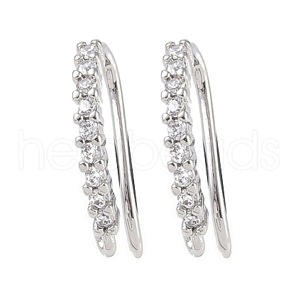 Brass Micro Pave Cubic Zirconia Earring Hooks KK-U008-15P-1